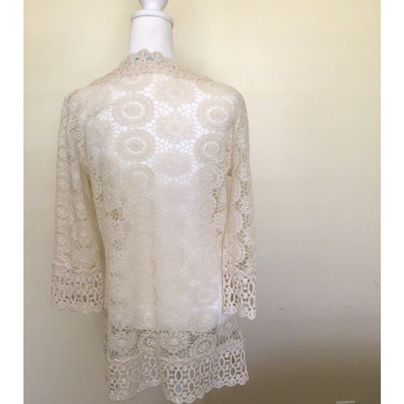 Solitaire Swim Cover Up Lace Cream Beige Lace Cover Up Size M - Picture 14 of 16